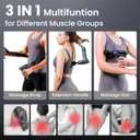 Detachable 3-in-1 Massage Gun with Extension Handle & Massage Strap, Back Pain Relief Percussion Muscle Massager for Neck Shoulder, 12 Speeds &12mm Amplitude for Hard-to-Reach Areas, Quiet & Portable