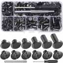 YORANYO 110Sets Chicago Screws Leather Rivets Assorted Screw Rivets Chicago Binding Screws for Decorate and Repair Leather Craft Belt Bag Shoes Purse Bookbinding (Gunmetal Black, M5*4,5,6,8,10,12)