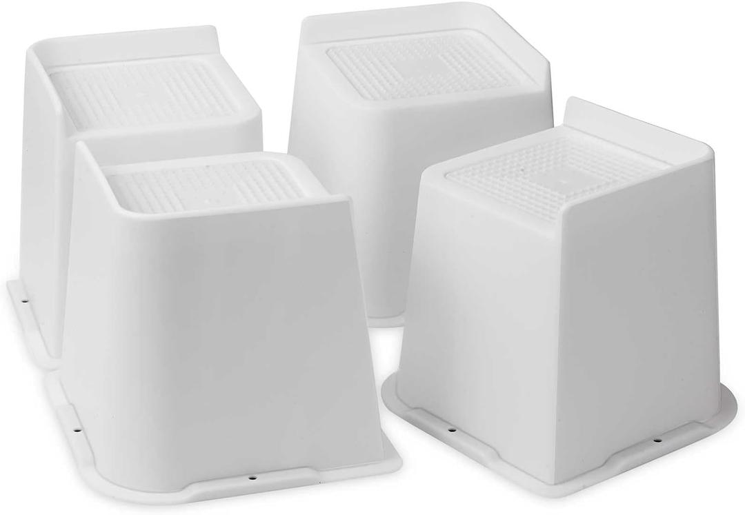 Bed Risers 1 inch, 2 inch, 3 inch, 4 inch, 6 inch, 8 inch Heavy Duty, Oversized Furniture Riser for Couch Sofa Table Chair Leg Frame Dorm, Support up to 6000 Lbs (White 4 Pack, 4 inch)