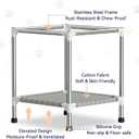 Small Stainless Steel Elevated Dog Crate with Cover, 2-in-1 Indoor & Outdoor Raised Pet House, Rust-Proof Dog Kennel with Silicone Anti-Slip Feet, Tool-Free Assembly