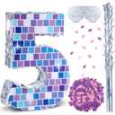 JolliLudo 16 Inch Disco Number 5 Piñata with Blindfold Shiny Stick and Confetti Purple Kpop Party Birthday Decorations for Retro Music and Dance Anime Party Supplies Decors