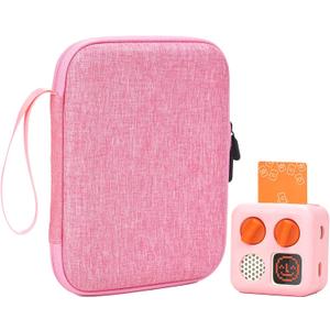 YouKnow Card Holder for Yoto Cards  Kids Accessory, Soft Portable Folder with Zipper & 96 Pockets Player & Mini Audiobook Cards, Card Binder Case with Yoto Mini Silicone Case for Travel (Pink)