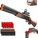 Realistic Toy Shotgun Suitable for Nerf Gun's Dart - with Shell Ejecting Design, Sight, 20 Soft Darts, 12 Bullet Case, Foam Blasters Hunting Rifle Toy Gun for Kids Outdoor Play Shooting Game