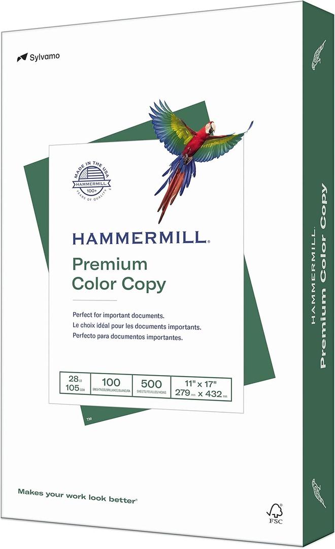 Hammermill Printer Paper, Premium Color 28 lb Copy Paper, 11 x 17-100 Bright, Made in the USA, 102541R - 1 Ream (500 Sheets)