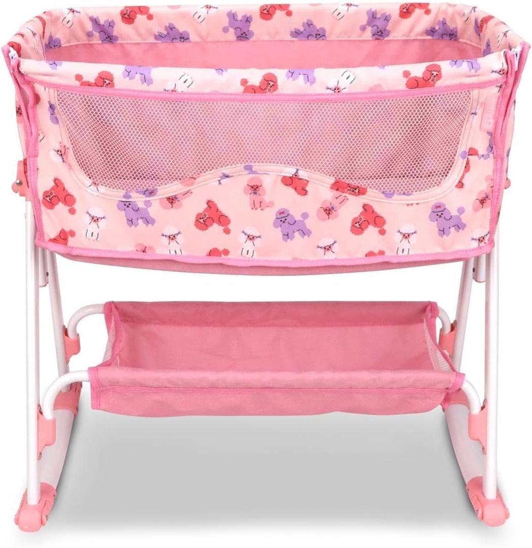 ANIVIA Doll Bed Furniture 2 Function Toy Doll Swings Together for 18 inches Baby Dolls, Baby Doll Crib with Bottom