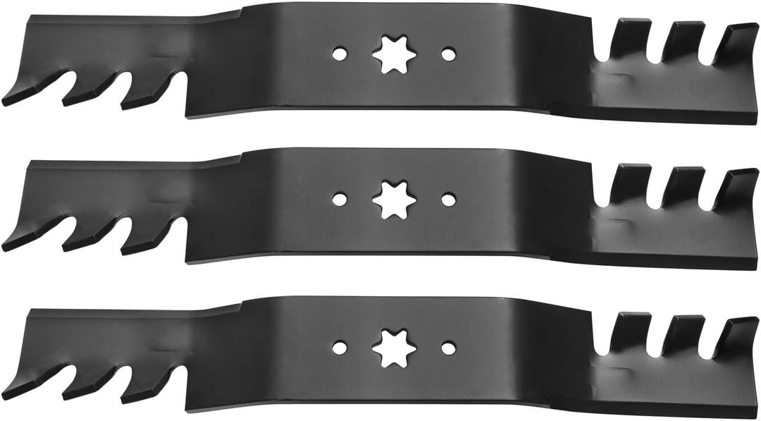Parts Camp Lawn Mower Blade for 50 in. Cut Replaces MTD Cub Cadet RZT Troy Bilt 942-04053C 942-04053X Toothed Mulching Blade(Set of 3)