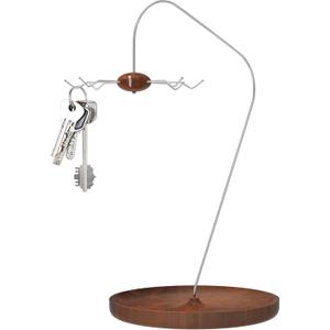 Key Organizer Hanger Tower Stand with Rotatable Hook and Wooden Tray for Rings Earrings Bracelets Storage for Vanity Table Nightstand Desk and Bedroom Dcor - (Retro)