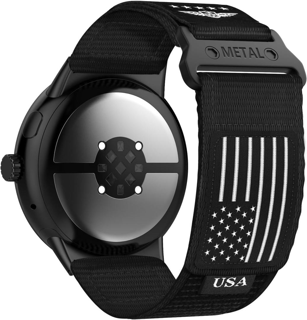 BXUXOHS Rugged Nylon Bands Compatible with Google Pixel Watch 4 3 Band 45mm for Men Women,Fabric Stars-Stripes Flag Wristband Sport Strap for Google Pixel Watch 4 3 Band (02-Black-Black White Flag)