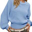 Saodimallsu Womens Batwing Long Sleeve Sweaters Casual Crewneck Loose Chunky Knit Fall Pullover Tops