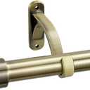 1-Inch Diameter Curtain Rod, Adjustable Rod Set with Premium Aluminum Brackets and Finials, Single Heavy-Duty Curtain Rods for Windows (Antique Bronze, 48-86")
