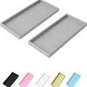 Vanity and Bathroom Tray, 11.8" ABS Countertop Organizer,Waterproof Vanity Tray for Toilet Tank,Perfume,Soap,Keys,Bathroom Accessories,Kitchen and Bath Trays,Non Slip Small Trays,Gray,2 Pack
