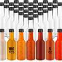 Zubebe 100 Pcs Hot Sauce Bottles Small Plastic Clear Woozy Bottles Empty with Leak Proof Black Screw Cap Mini Wine Liquor jars for Kitchen Sauce Salad Dressing Syrup Juice Whiskey(5 oz)