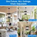Outdoor Pendant Lights for Porch, 6-Lights Black Exterior Pendant Light with Clear Glass, Outdoor Porch Light Ceiling Mount Outdoor Hanging Light Fixture for Gazebo, Patio, Entryway