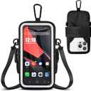 Phone Holder for Running, Walking & Workout, Cell Phone Armband with Carabiner, Clear Crossbody Phone Pouch Purse with Adjustable Lanyard for iPhone and Android - Suitable for Women and Men