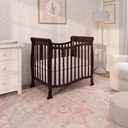 Dream On Me Violet 4-in-1 Convertible Mini Baby Crib in Espresso, Pinewood, 1 Mattress Pad, 3 Mattress Heights, Converts to Mini Day Bed & Twin-Size Bed, GreenGuard Gold & BSA Certified