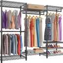 VIPEK V5 Heavy Duty Clothes Rack, Portable Closet Wardrobe with 4 Hanging Rods & 8 Shelves, Freestanding Adjustable Garment Rack for Bedroom, Walk-in Closet, 890 lbs Capacity, Black, 68.9" L