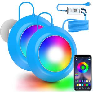 LyLmLe LED Pool Lights 50W Double Lights for Giant Pools, 12V APP Control Underwater Light with Magnet & Timer, 2000lm, IP68 Waterproof Submersible Light for Aboveground and Inground Pools (Blue)