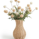 Ctosree 1 Pcs 12 Inch Small Wicker Rattan Woven Flower Vase, Boho Vases, Modern Decoration Country Style Woven Rustic Basket for Home Decoration, Indoor and Outdoor Use