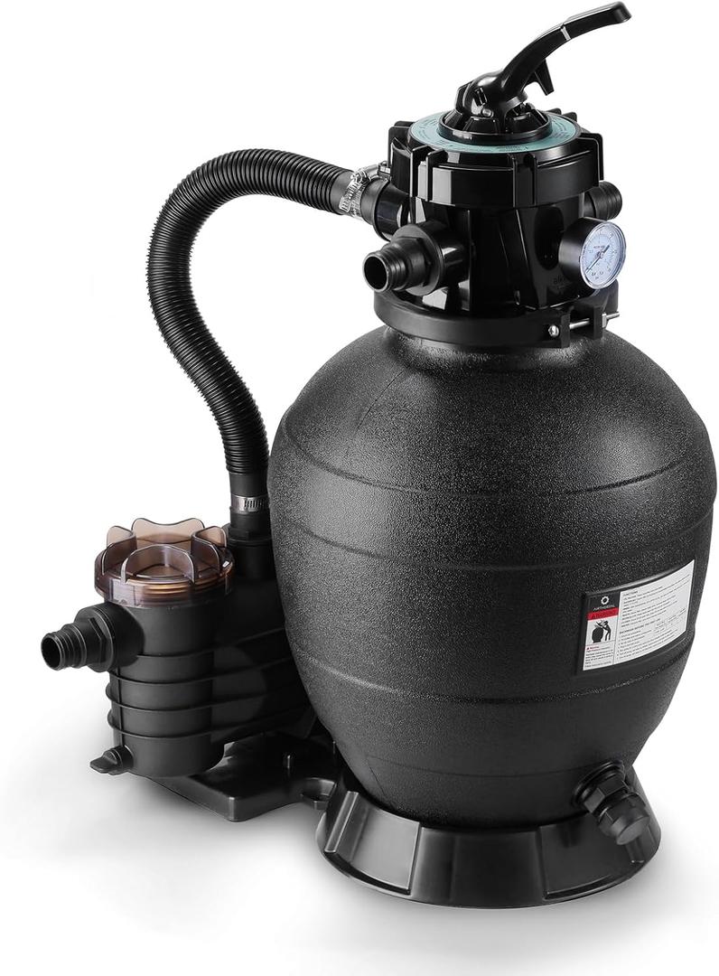 Airthereal AquaMind AM13 Sand Filter Pump for Above Ground Pool, 13" Pool Sand Filter System,  HP Motor, High-Flow 3,435 GPH, 7-Way Valve, Reliable Motor for Pools Up to 11,000 Gallons