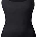 EUYZOU Women's Tummy Control Shapewear Tank Tops Seamless Square Neck Compression Tops Slimming Body Shaper Camisole L