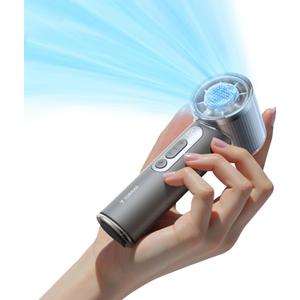 TORRAS COOLiFY iva Handheld Fan with Ice Cooler, 0-100 Adjustable Speed, Super Mini Powerful Portable Fan 5000mAh Rechargeable, Hand Fans for Travel Essentials, Outdoor, Gifts for Dad Women, Charcoal