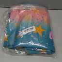 Estelar Textiler Pink Purple Teal Stars Moon Theme Blackout Curtains 45 Inch Long for Kids Bedroom, Tri-Color Unicorn & Rainbow Pattern Thermal Insulated Grommet Drapes for Kitchen, 2 Panels, 38Wx45L