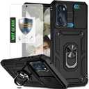 AYMECL for Moto G 5G Case,with HD Explosion-Proof Film,Slide Camera Cover Protective Case with Ring Kickstand for Motorola Moto G 5G 2022,Black