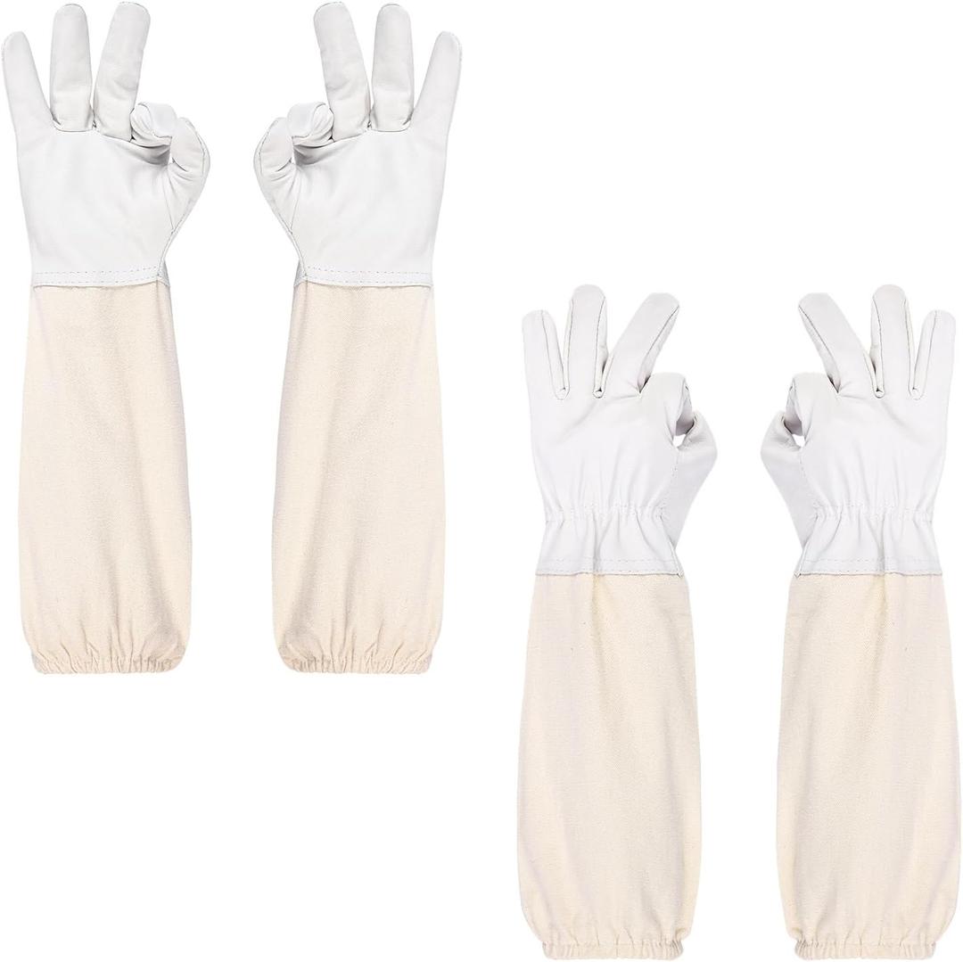 2 Pairs Beekeeping Gloves - Thickened Goatskin Bee Gloves for Men Women - Beekeeping Supplies (XX-Large)