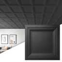 Art3d 12-Pack Square Black Drop Ceiling Tile 2ft x 2ft, PVC Ceiling Panel 24 x 24in.