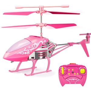 YongnKids Remote Control Helicopter for Kids, Rc Plane for Kids Ages 8+, 3.5 Channel,2.4GHz Rc Helicopter with LED Lights, Airplane Toys for Beginner Boys Girls Indoor- Pink