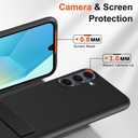 for Samsung Galaxy A07 2025 Phone Case with Glass Screen Protector, [3 Stand Ways] Metal Kickstand/Stand Silicone TPU Slim Fit Shockproof Protective Cover Case for Samsung Galaxy A07 - Black