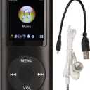 MP3 Player, Portable Lossless Sound Slim MP3 Music Player with Earphone, 1.8 Inch LCD Screen Digital Music Player, Memory Card Not Included(Black)