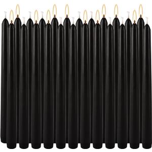 24 Pack Tall Taper candles-10 Inch Black Dripless, Unscented Dinner Candle Sticks, for Shabby, Halloween, Christmas, Wedding, 8 Hours Burn Time.