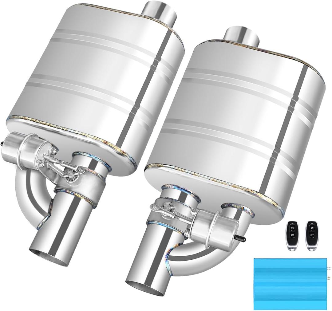 2.5 Inch Valved Muffler Exhaust Cutout with Muffler Cat Back Exhaust System Kit (2pcs)