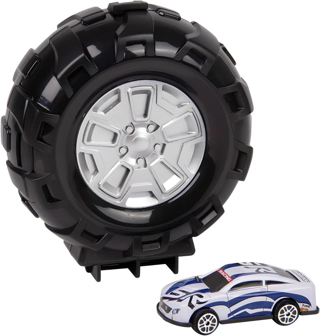 Tire Launch Race Car, Hinged Case with Mini Vehicle, Color Box Packaging - 1 Count