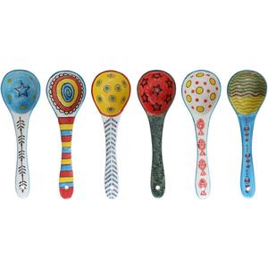 Ceramic Soup Spoons Set of 6Mutilpurpose for Soup/Cereal/Ramen/Stews | Vibrant Design, Lead-Free & Dishwasher Safe | 6.25" Cute Decorative Spoons for Kitchen & Gifts