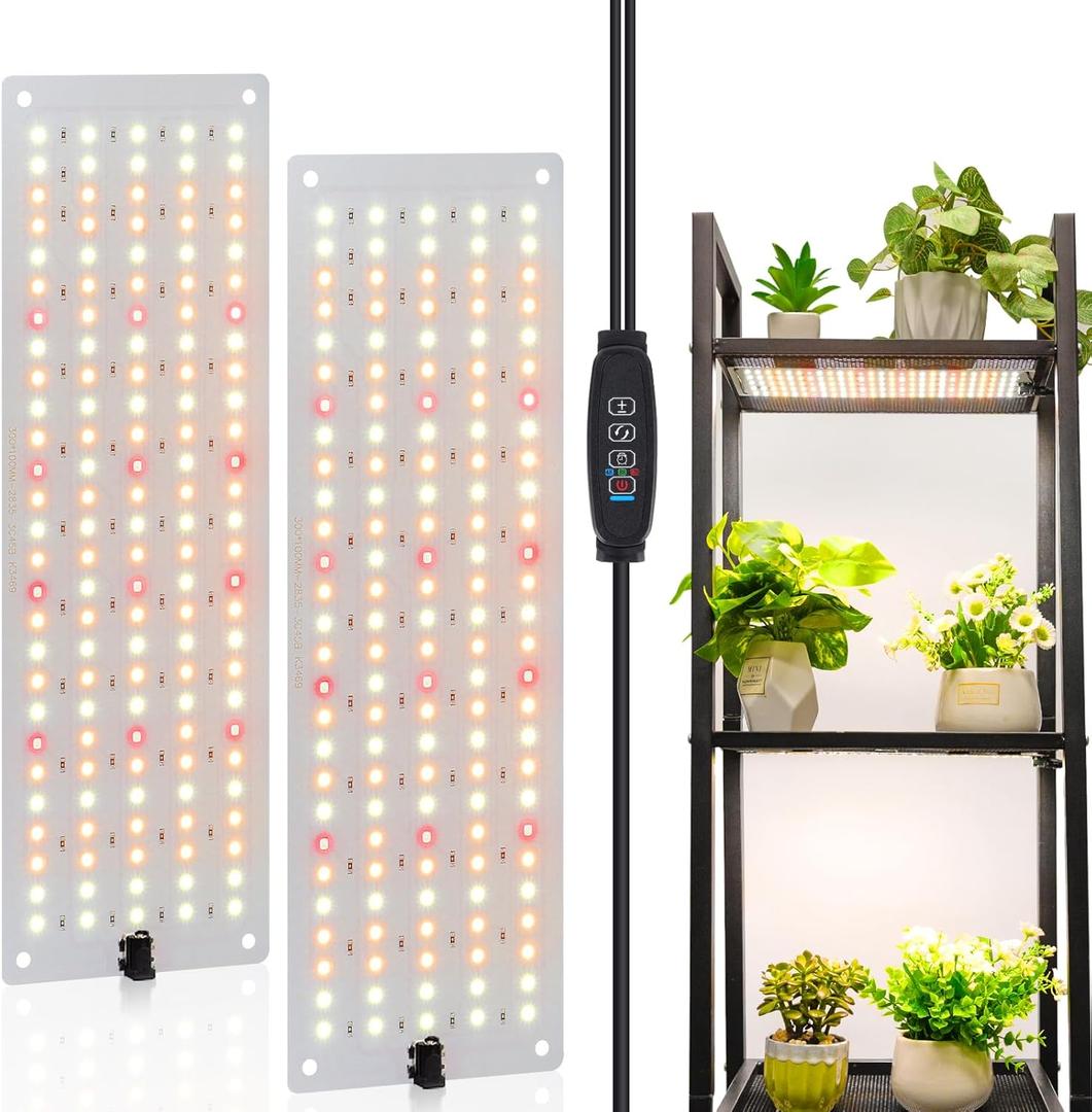LBW Plant Grow Light, Full Spectrum Plant Light for Indoor Growing, 270 LEDs Growing Lamp with Auto On/Off Timer 4/8/12H, 3 Lighting Modes, 10 Dimmable Levels, 2 Pack