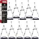 U.S. Art Supply 66" Silver Metal Tripod Easel Display (10 Pack) - Adjustable 18"- 5.5', Holds 36" Canvas - Floor/Tabletop Easel Stand, for Sign Display, Painting, Poster Board, Canvas - Portable Bag