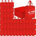 Windyun 50 Pcs Reusable Tote Bag Bulk 8 x 4 x 10 Inch Non Woven Shopping Bag with Handle Christmas Reusable Grocery Gift Tote (Red)