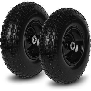 Taifa 2 PCS 13 Inch Rubber Solid Flat Free Replacement Tires and Wheels 4.00-6 with 5/8'' Axle Bore Hole, Air Less Wheel for Wheelbarrow/Wagon/Hand Truck/Trolley/Garden Scooter etc.