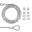 3/8 Stainless Steel Cable, PIUM 30Ft Wire Rope, Aircraft Cable with 7x19 Strands and 12000lbs Breaking Strength, 304 Stainless Steel Wire Rope with Loops for Winch Cable, Boat Lift Cable