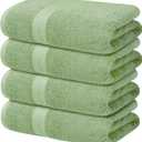 Avalon Towels Green Bath Towels Set of 4 pcs (27x54 inches), 100% Cotton Towel Absorbent and Quick Dry Green Bath Towels for Bathroom, Super Soft and Perfect for Daily Use
