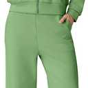 QINSEN Women's Cotton 2 Piece Outfits Lapel Long Sleeve Zip Up Sweatshirt Wide Leg Pants Matching Tracksuit Sets (Medium, Green)