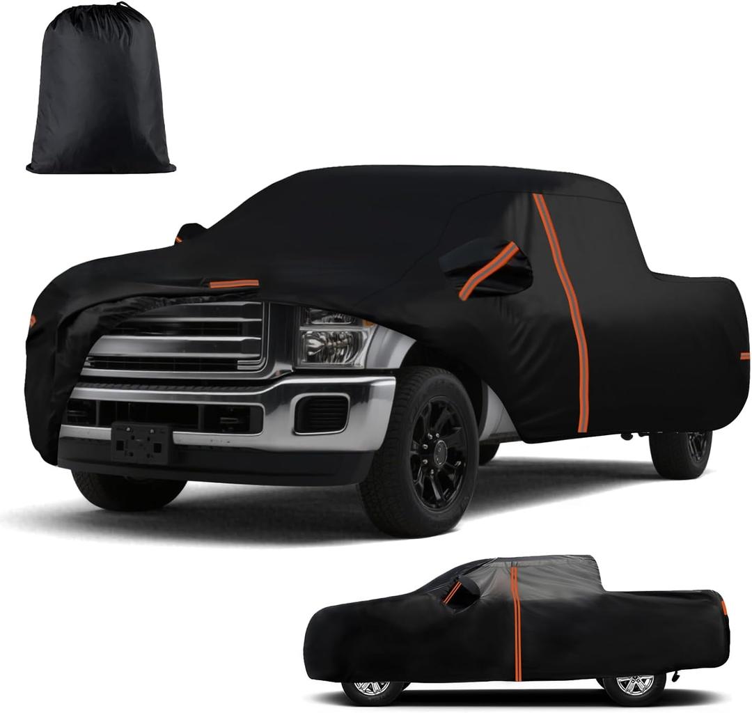 Waterproof Truck Cover for Ford F-250 / F-350 Super Duty SuperCrew 6.75' (2008-2022) & SuperCab 8' (20082016)  All-Weather Outdoor Pickup Cover with Zipper Door & Windproof Straps, Sun UV Protect