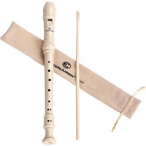 Soprano Recorder Instrument for Kids & Student - German Fingering 8 Hole Flute ABS Descant Recorders for Beginners with Cleaning Rod and Bag, Beige