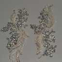 Handmade Rhinestones lace Applique handsewing Beads Trim Patches for Dress Clothing Accessories 35X12cm 1Pair/Bag (Clear AB)