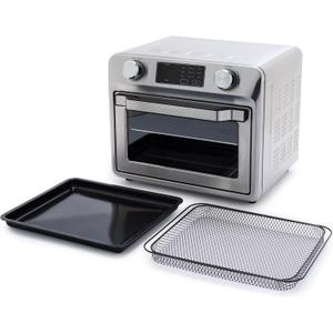 GreenPan Bistro Stainless Steel 9-in-1 Air Fry Oven, Nonstick Baking Pan, Stainless Steel Rack, and Basket, Fast Heating, Multifunction Presets, Cool-Touch Handle, PFAS-Free, Easy Cleanup Crumb Tray