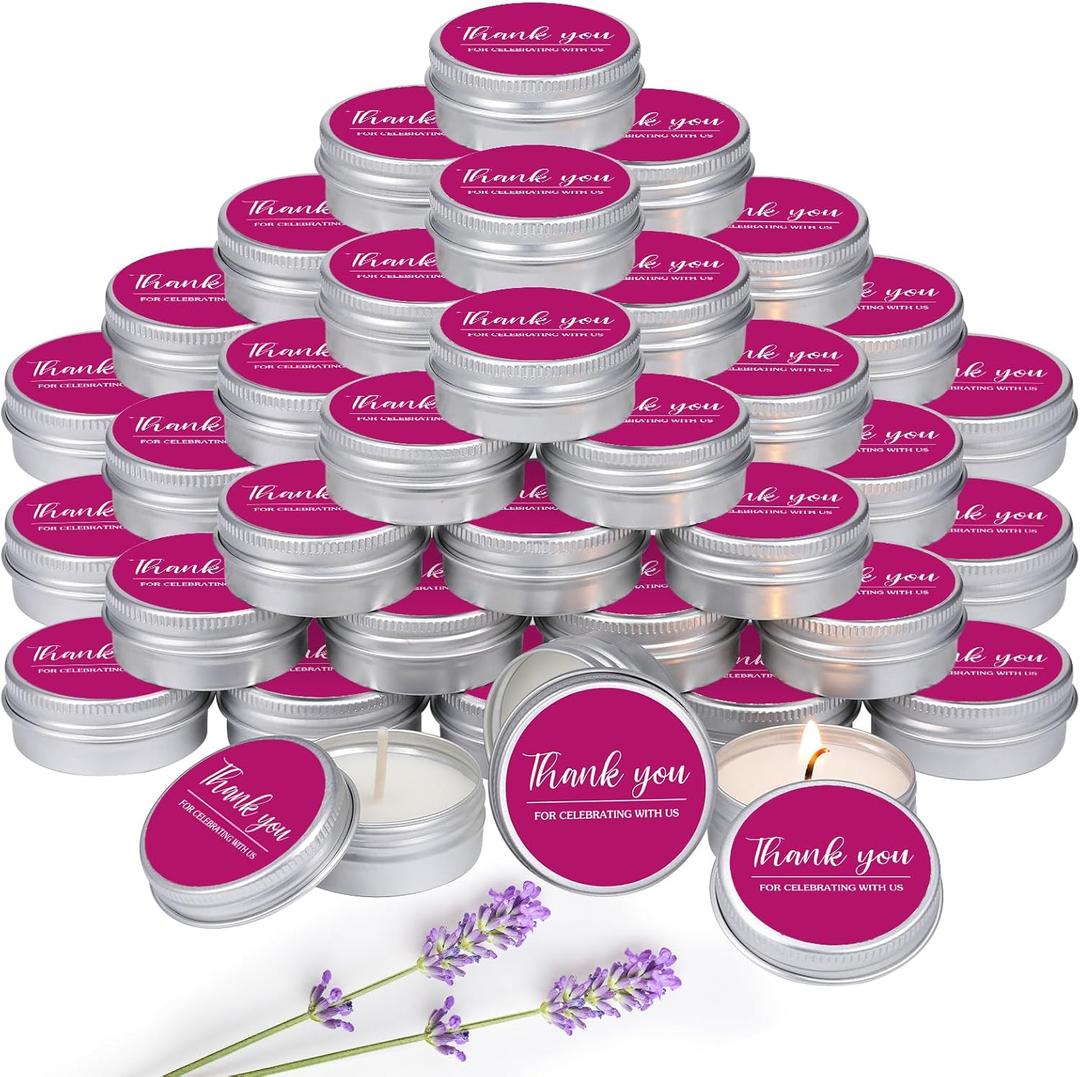 MTLEE 50 Pcs Fuchsia Wedding Candles Gift Wedding Favors Baby Shower Gifts for Guests 1 oz Lavender Scented Soy Wax Candles Bulk Aromatherapy Party Favors for Bridal Baby Shower