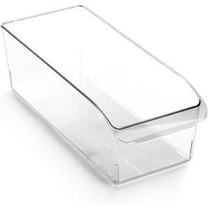 BINO | Plastic Storage Bins, Large | THE CURVE COLLECTION | Multi-Use Fridge / Freezer Organizer | Built-In Handle | BPA-Free | Pantry and Home Organization