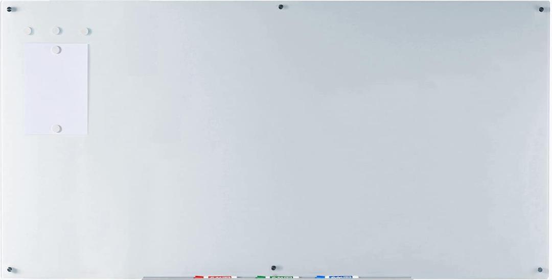 Audio-Visual Direct Magnetic White Glass Dry-Erase Board Set - 6' x 3' - Includes Magnets, Hardware & Marker Tray (Standard)